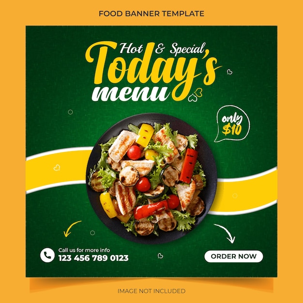 Restaurant and fast food menu social media promotion and instagram banner post template design