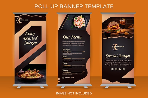 Restaurant fast food roll up banner template