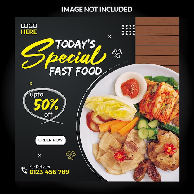 Vector restaurant fast food social media promotion and instagram banner post design template