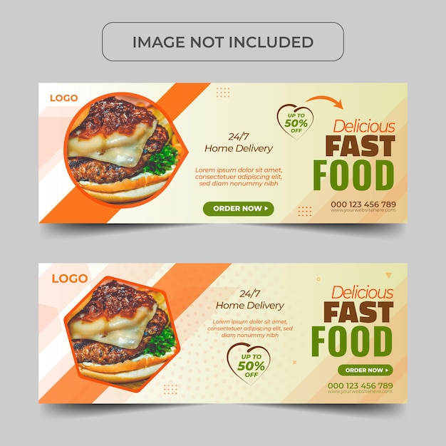 Restaurant fast food social media web banner vector design template
