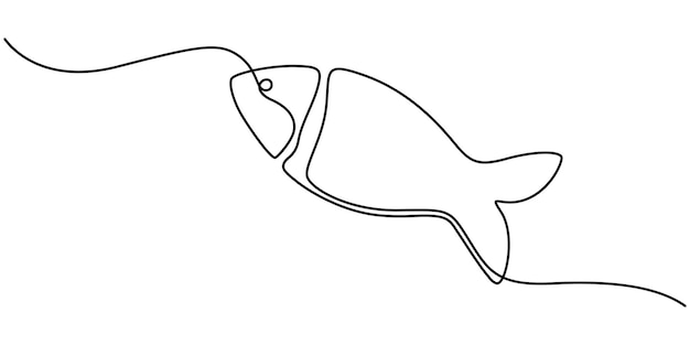 Restaurant Fish Continuous Line Bewerkbare Stroke Line Fish Line Icon Outline Vector Symbol