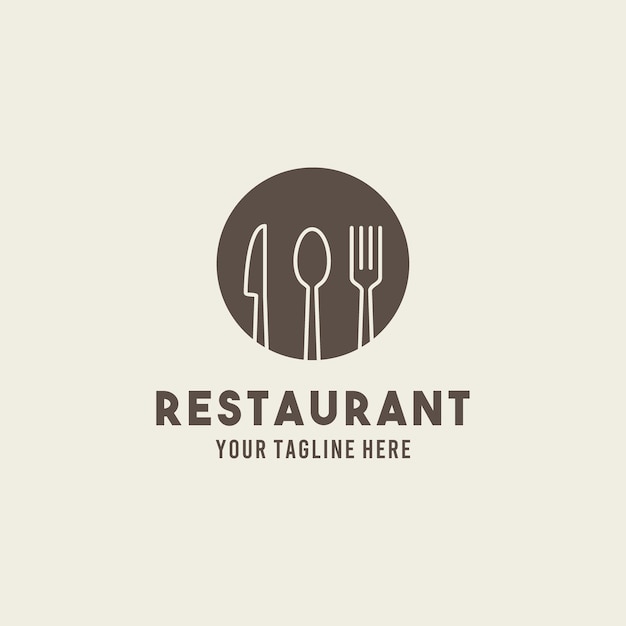 Vettore modello dell'illustrazione del logo di simbolo di progettazione di stile piano del ristorante