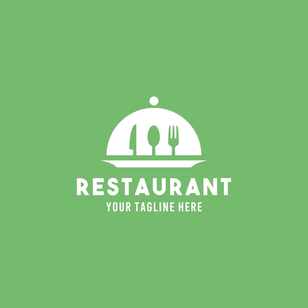 Modello dell'illustrazione del logo di simbolo di progettazione di stile piano del ristorante