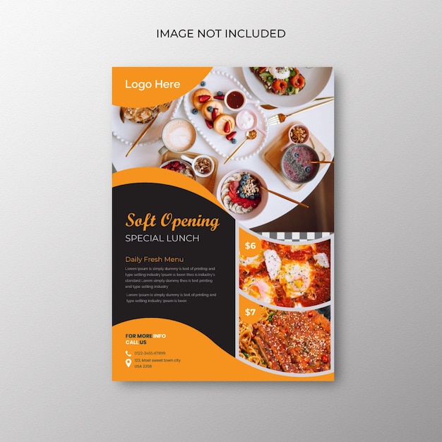 Vector restaurant flyer design template for fast food pizza burger etc