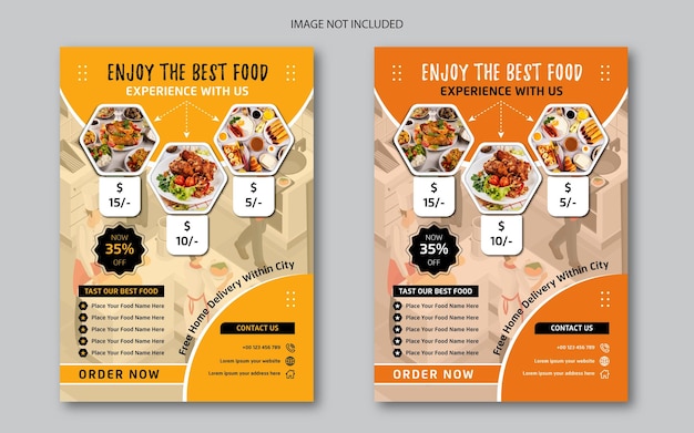 Restaurant flyer en voedsel menu ontwerpsjabloon met foto