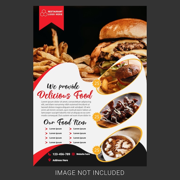 Vector restaurant flyer sjabloon met foto gratis vector