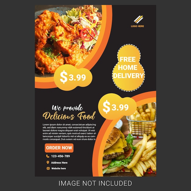 Restaurant flyer sjabloon met foto Gratis Vector