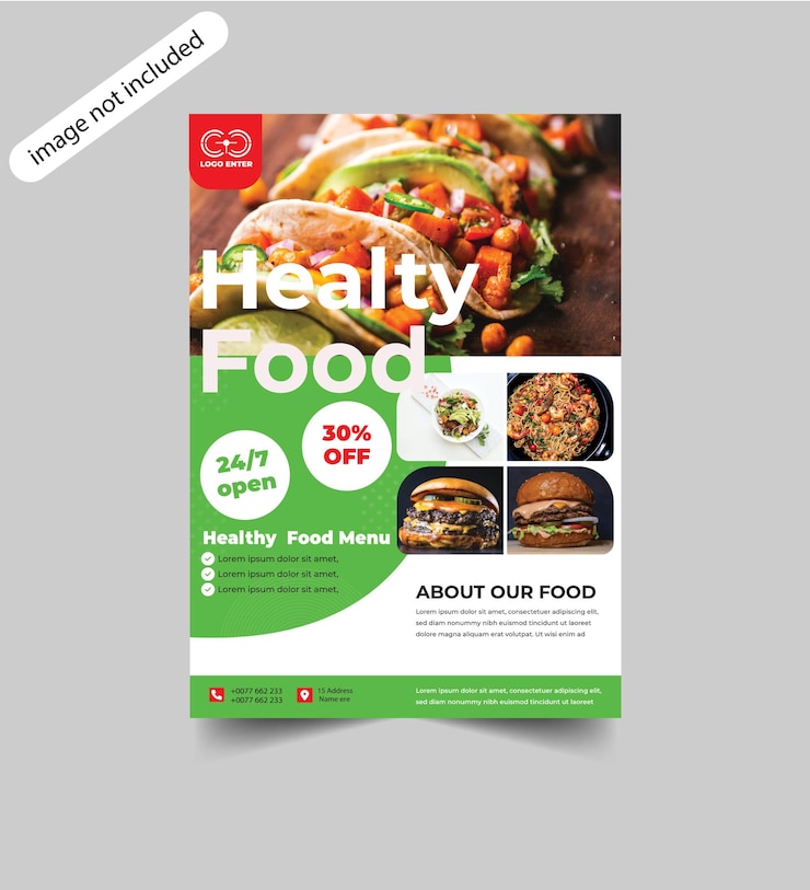 Vector restaurant flyer sjabloon met foto