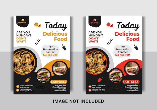 Restaurant flyer template and fast food vertical print template design