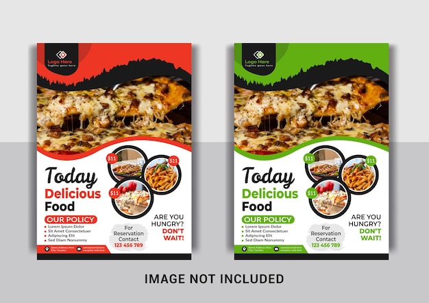 Restaurant flyer template and fast food vertical print template design