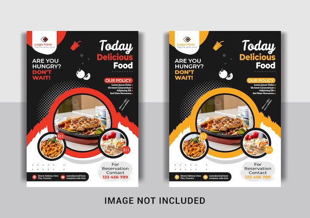 restaurant flyer template and fast food vertical print template design