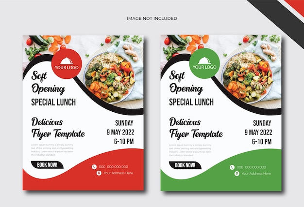 Vector restaurant flyer template with photo