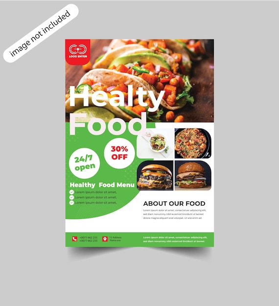 Vector restaurant flyer template with photo