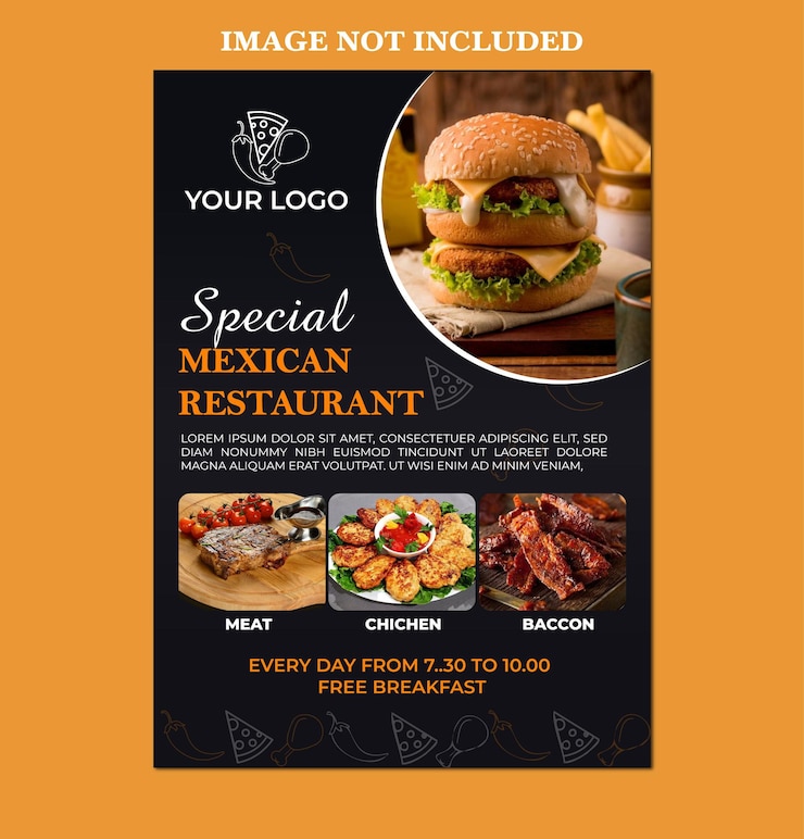 Vector restaurant flyer template with premium vector