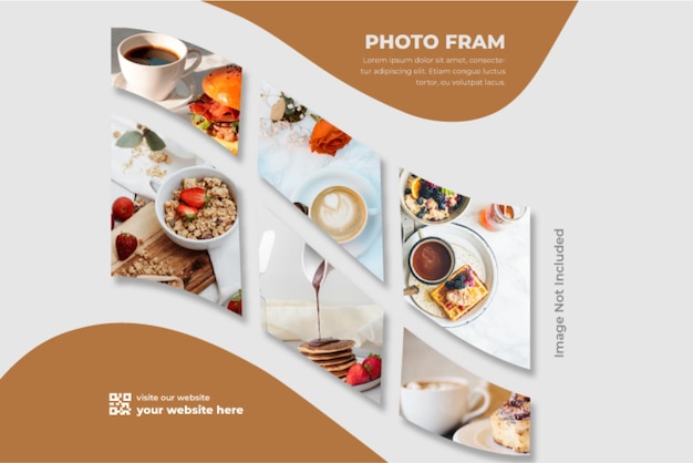 Restaurant food collage photo frame grid template