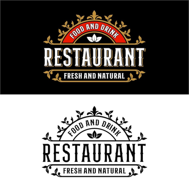 Vector restaurant food and drink fresh natural vintage style design