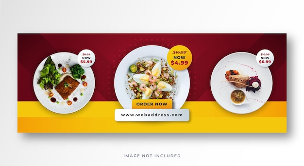 Restaurant food Facebook cover or panoramic banner template