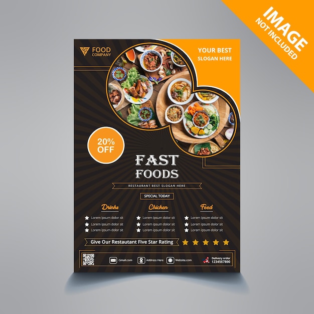 레스토랑 음식 전단지 디자인 빠른 핫 푸드 벡터 템플릿 카페와 레스토랑 메뉴 음식 메뉴 포스터