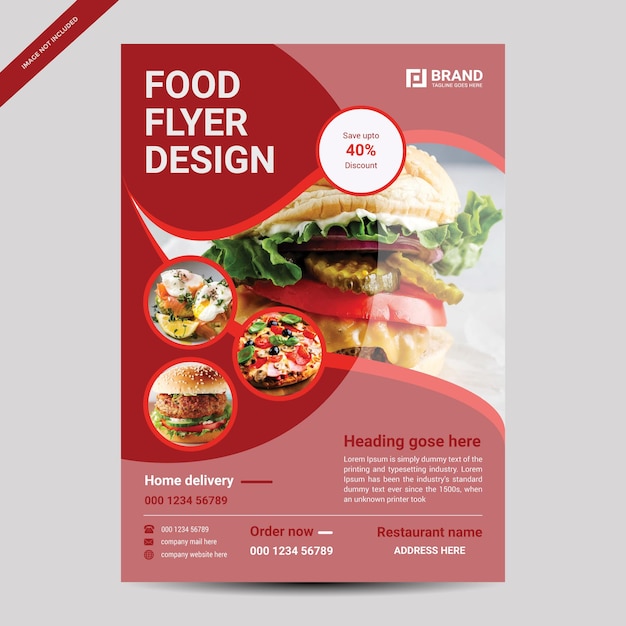 Vector restaurant food flyer design template with modern look