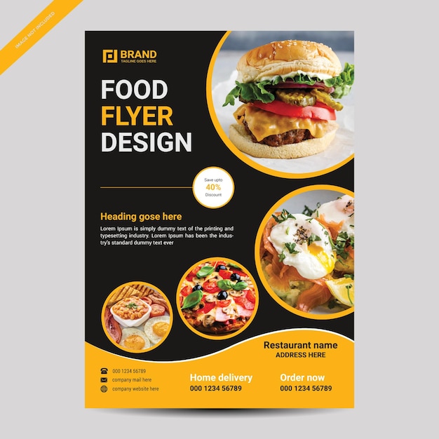Ristorante food flyer design template con look moderno