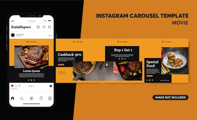 Restaurant and Food Instagram Carousel Template