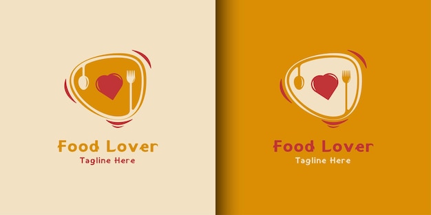 Vettore modello di progettazione del logo dell'amante del cibo del ristorante