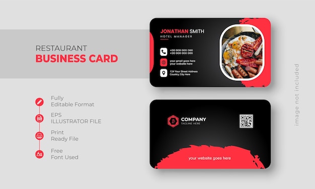 Vector restaurant food menu business card template design