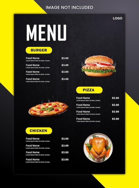 Restaurant food menu design template