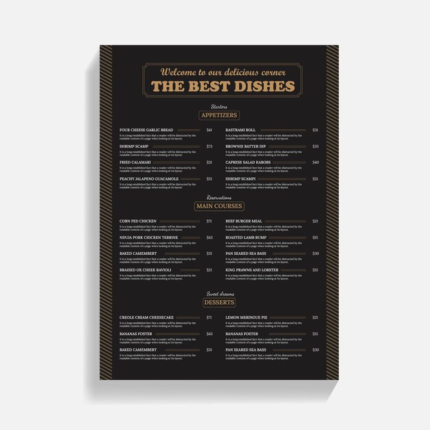 Vector restaurant food menu design template