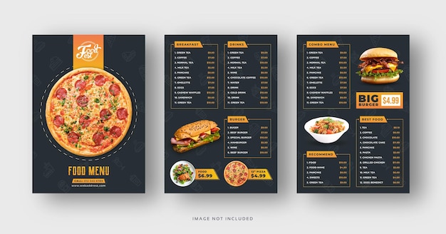 Vector restaurant food menu and flyer template