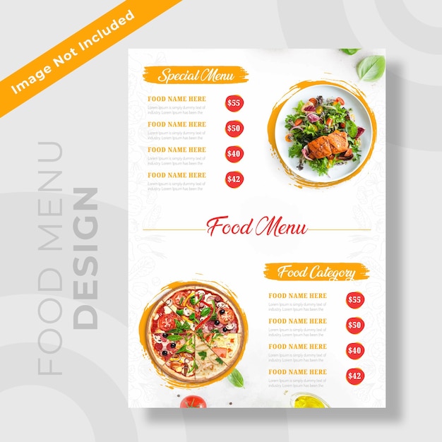 Restaurant food menu and flyer template