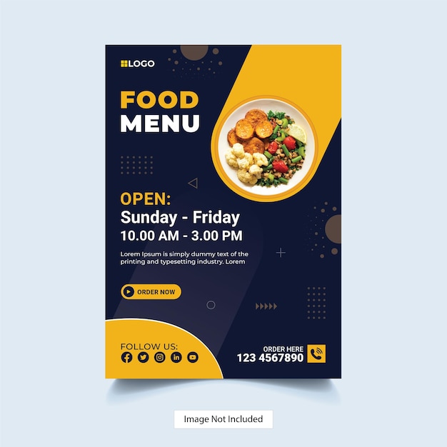 Restaurant food menu flyer template