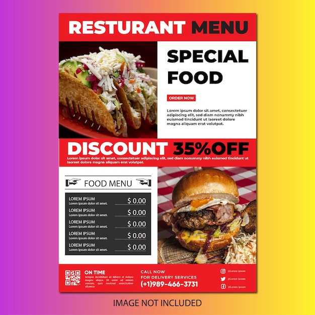 Vector restaurant food menu flyer template