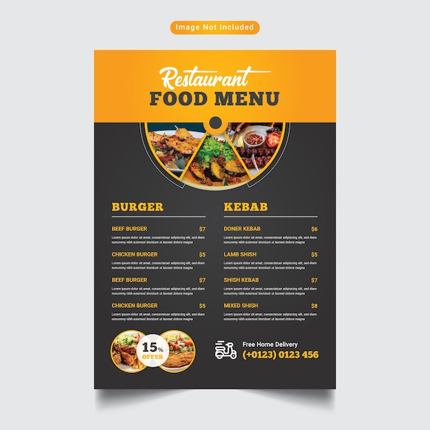 Restaurant food menu flyer template