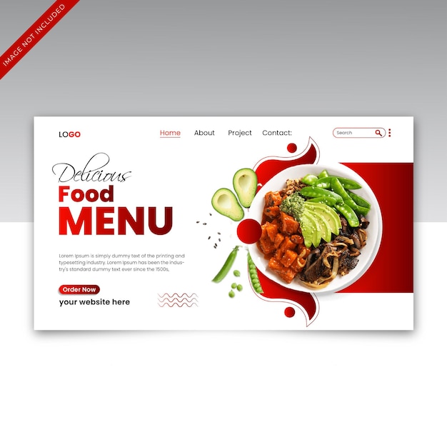 Restaurant food menu landing page banner template