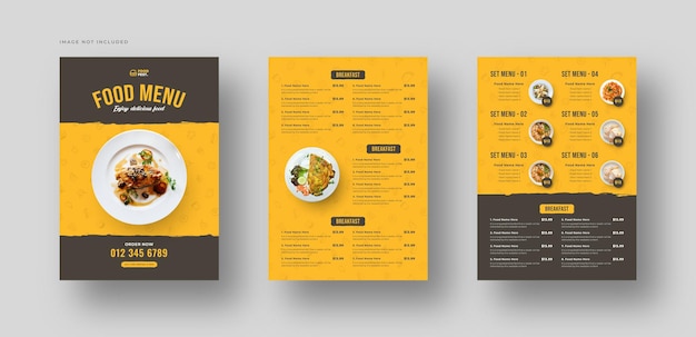 Restaurant food menu and pizza template