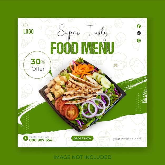 Restaurant food menu social media banner and instagram post template