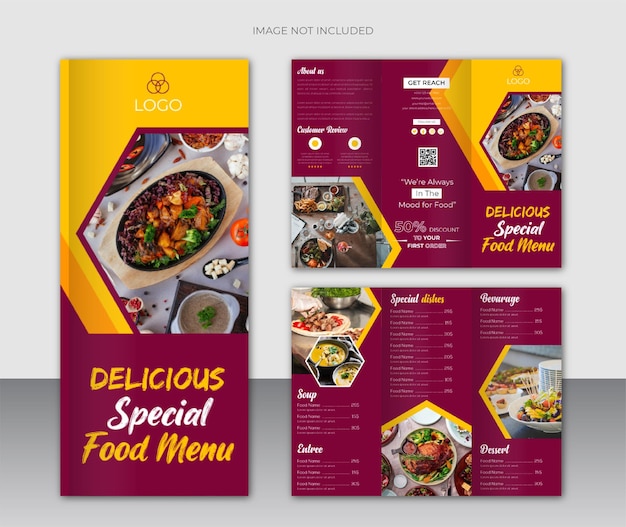 Restaurant food menu and trifold brochure design template