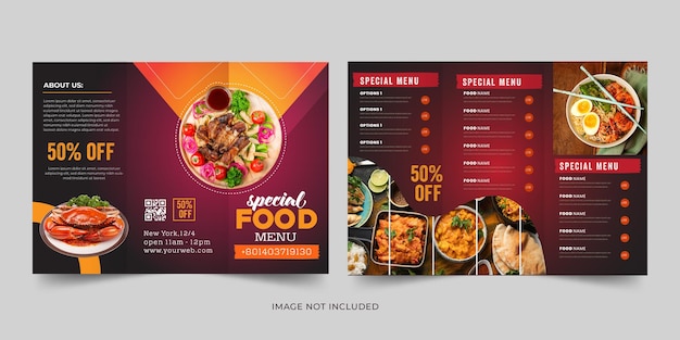 Restaurant food menu trifold brochure template Premium Vector