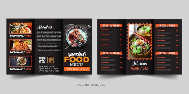 Vector restaurant food menu trifold brochure template premium vector