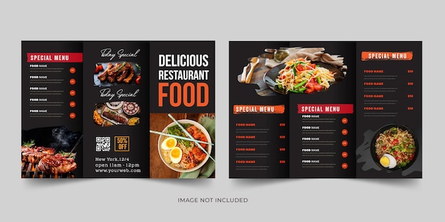 Restaurant food menu trifold brochure template Premium Vector