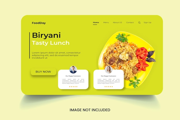 Vector restaurant food menu web landing page template