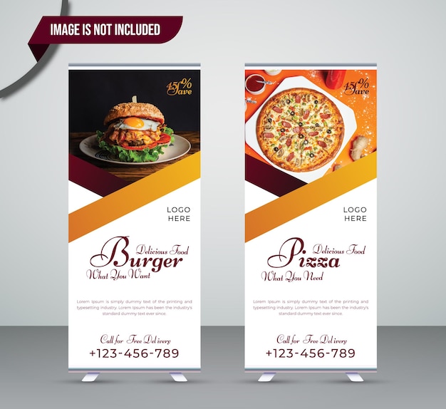 Vector restaurant food roll up banner design