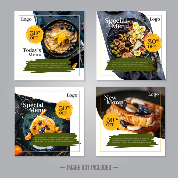 Vector 식당 음식 소셜 미디어 배너 게시물 템플릿