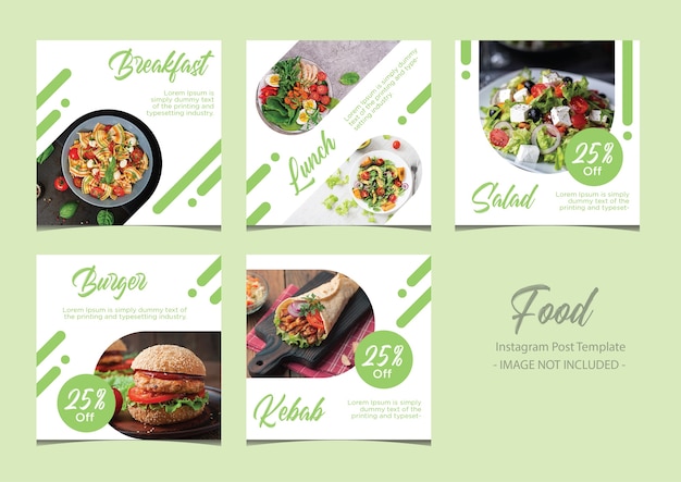 Vector restaurant food social media post template bundle