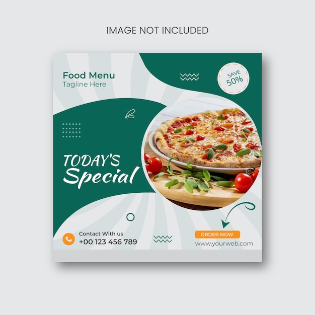레스토랑 음식 소셜 미디어 게시물 템플릿 디자인 프리미엄 벡터 Premium Vector