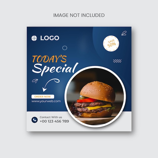 Restaurant food social media post template design premium vector