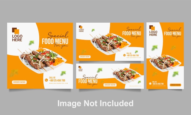 Vector restaurant food sociale media post web banner set