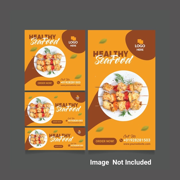 Vector restaurant food sociale media post web banner set