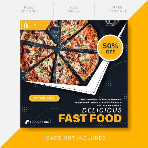 Vector restaurant food yummy promotion social media post template